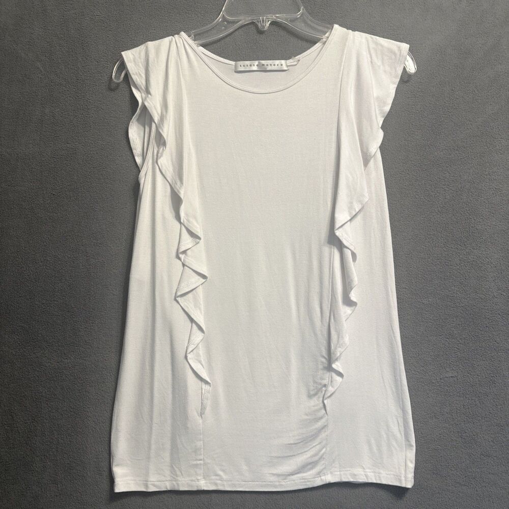 Susana Monaco Matte Jersey Ruffle Sleeveless Tank Top Womens Size XS White